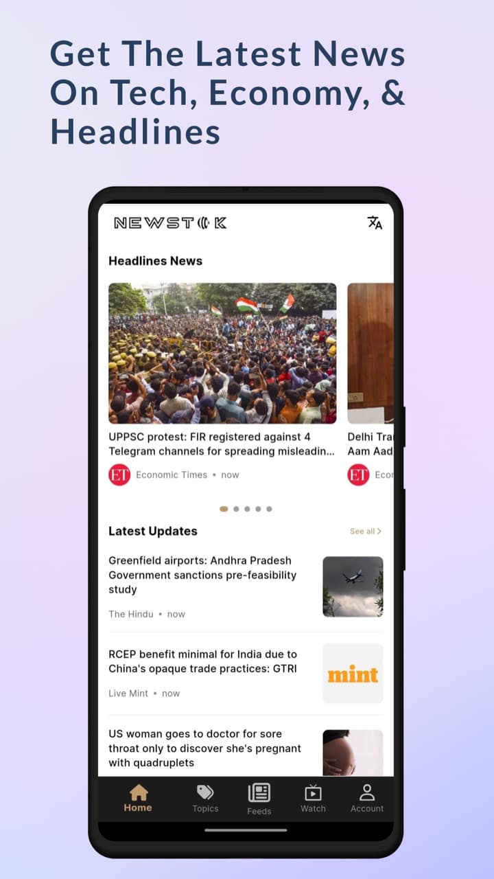 Home: headlines carousel and latest updates