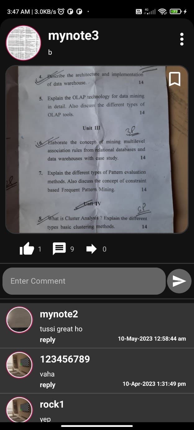 A post with its comments