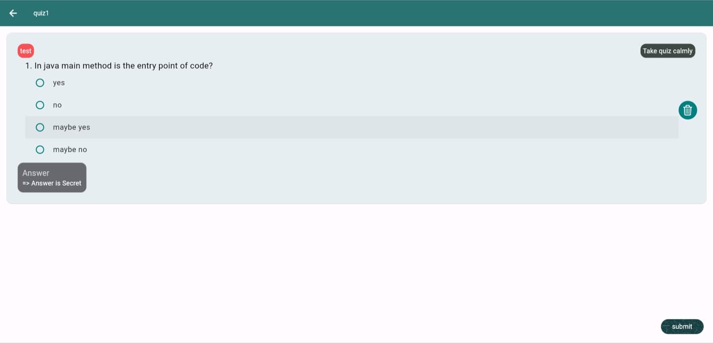 Taking a quiz